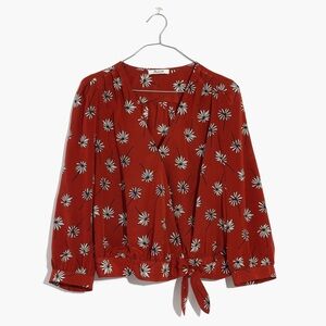 Madewell - Silk Wrap Top in Fresh Daisies